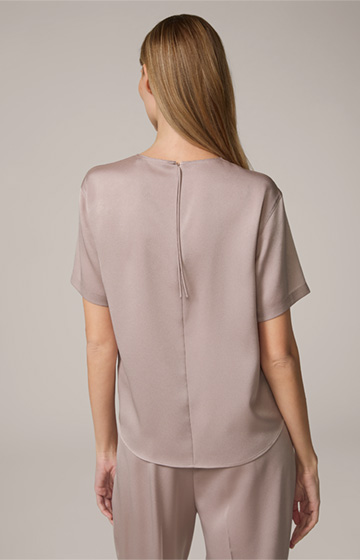 Crêpe Short-Sleeved Blouse in Taupe