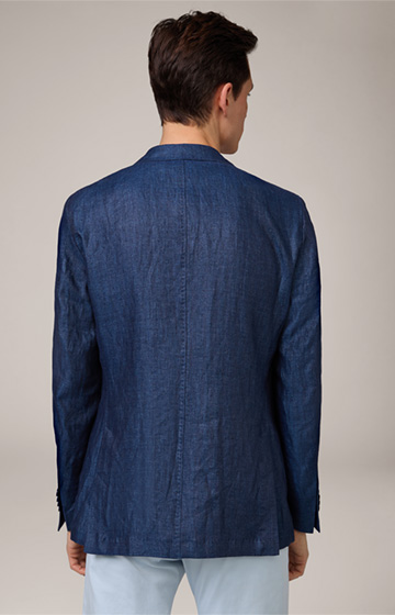 Giro Linen Jacket with Herringbone Pattern in Blue