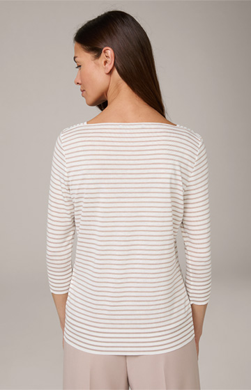 Tencel Cotton Taupe/Ecru Striped Shirt