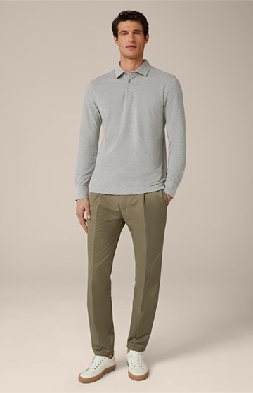Patrizio Cotton Long-Sleeved Shirt in Grey Melange