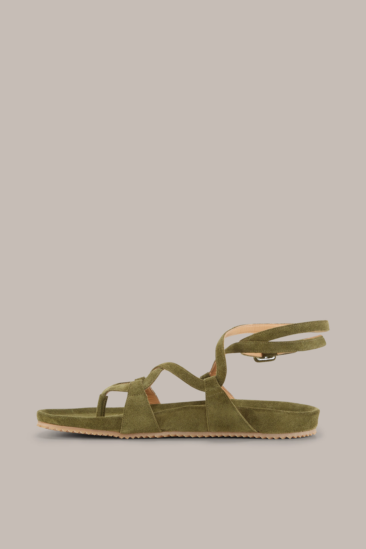 Flat Suede Strap Sandals by Unützer in Green
