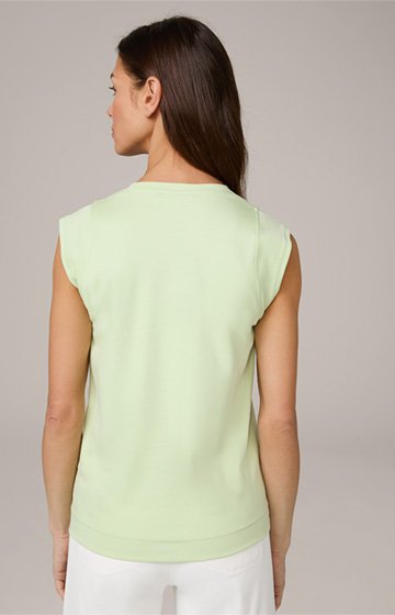 Cotton Interlock Shirt with Cap Sleeves in Light Green