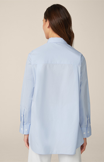 Poplin Cotton Shirt Blouse in Light Blue