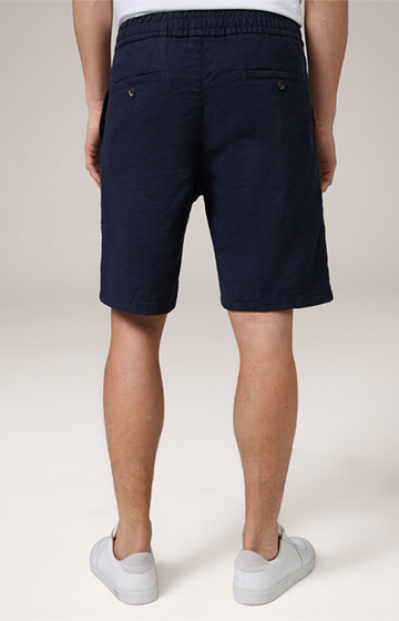 Scurtino Linen Blend Shorts with Drawstring in Navy