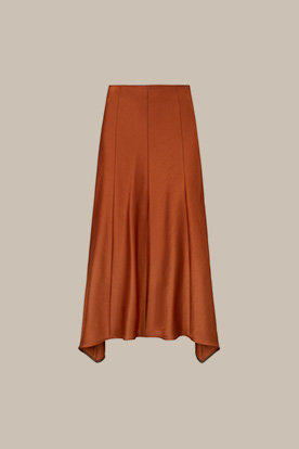 Midi-length Duchesse Satin Skirt in Copper
