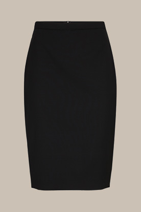 Virgin Wool Stretch Pencil Skirt in Black