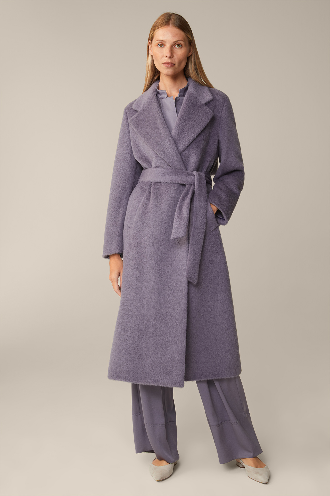 Alpaca Virgin Wool Roben Coat in Mauve/Purple