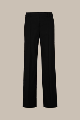 Pantalon de tailleur en laine vierge stretch, en noir