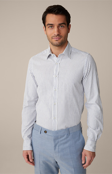 Chemise en coton Lapo, en bleu et blanc à rayures