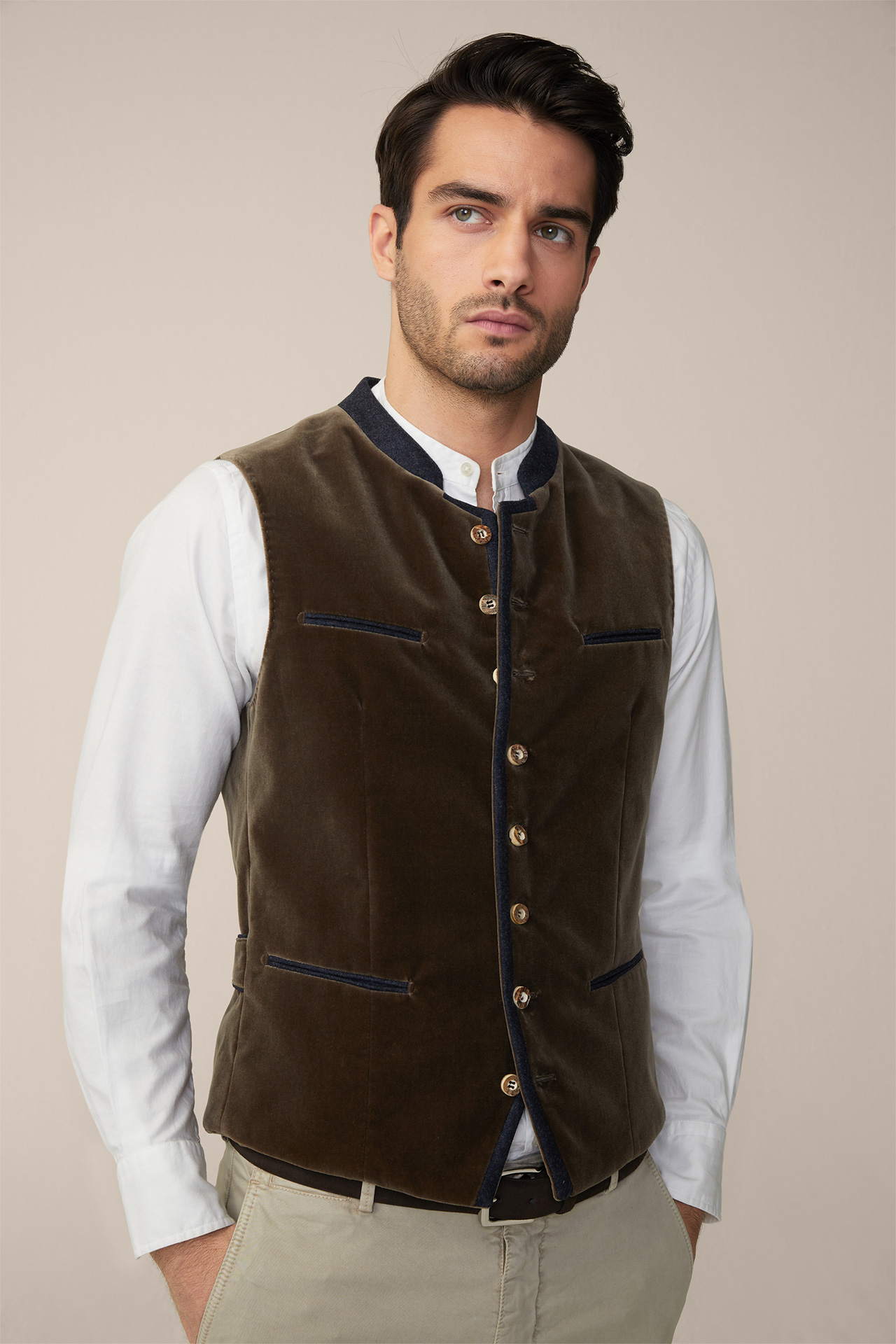 Au Traditional Dress Waistcoat in Brown/Blue