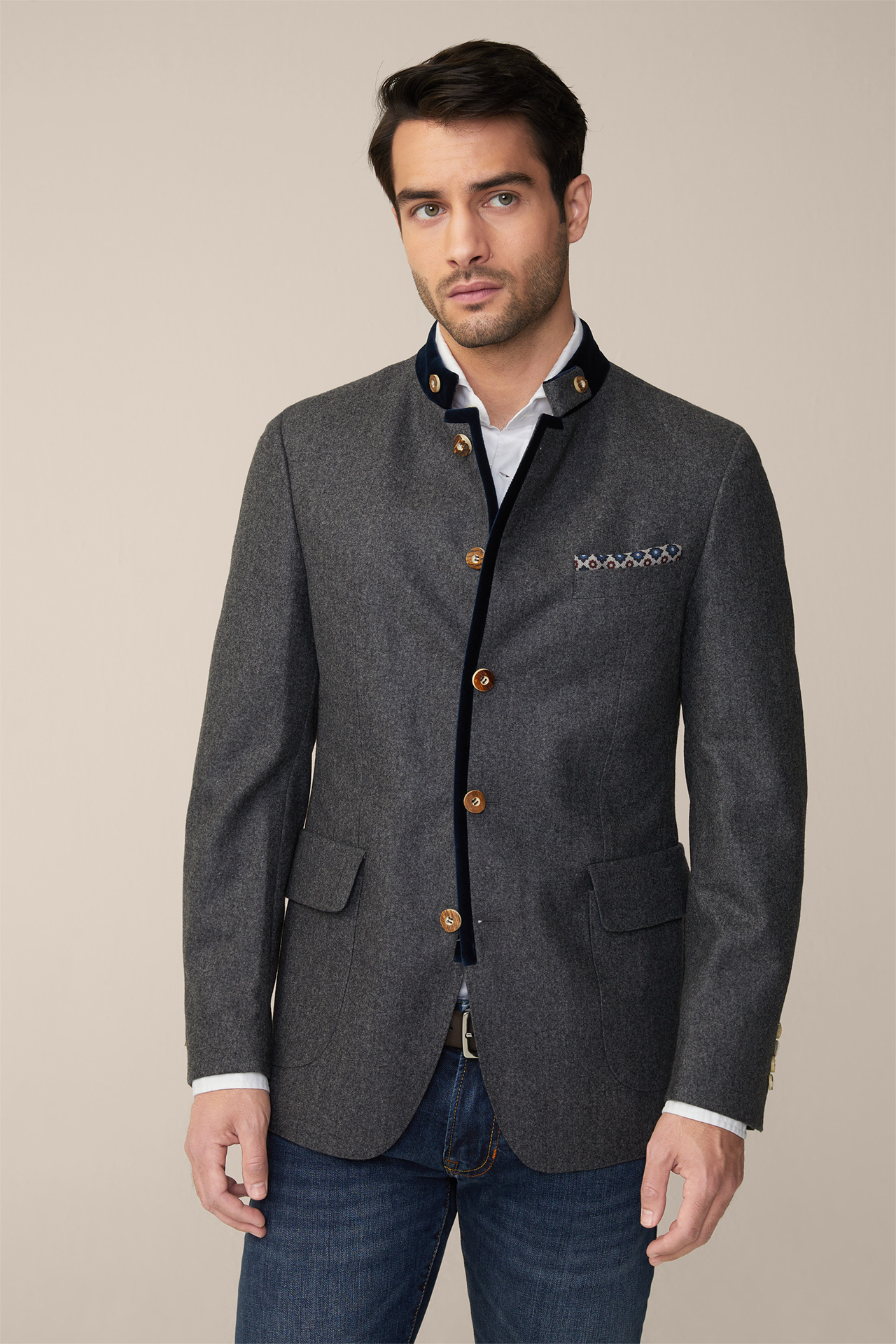 Sendling Trachtenjanker Traditional Jacket in Grey and Navy