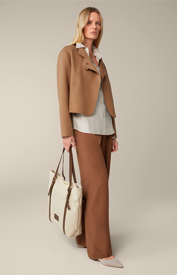 Double-faced Short Jacket with Stand-up Collar in Caramel